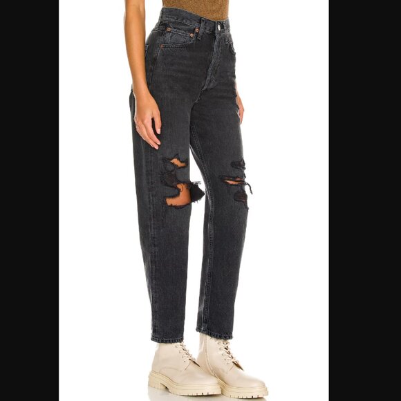 Agolde 90's Mid Rise Loose Fit Jeans in Black Size 26 - Picture 2 of 12